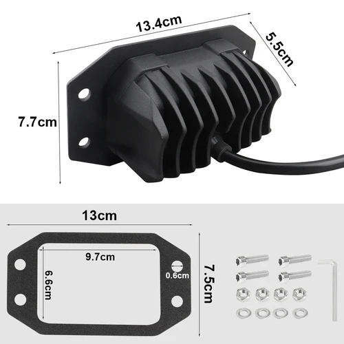 Imagen 2 del producto Luz LED de trabajo con vainas empotradas, luces antiniebla LED de montaje empotrado todoterreno para coche, motocicleta, ATV, UTV, SUV, Tractor, camión 4x4, haz de punto amarillo