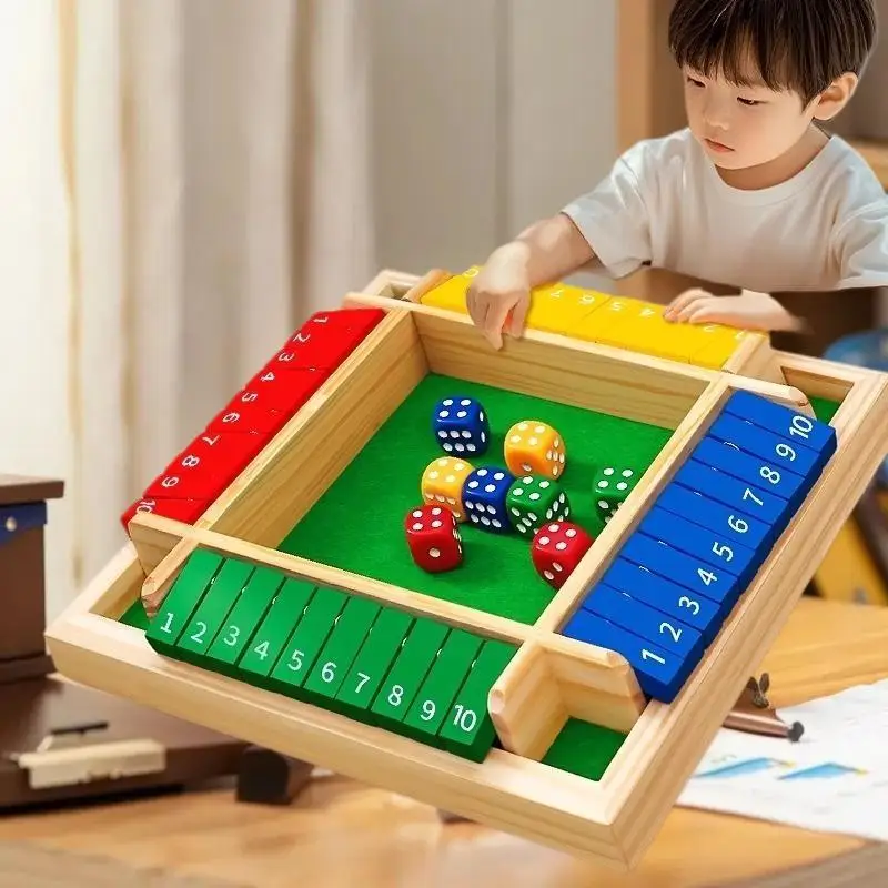 

Настольная игра с арифметическими играми, четырехсторонняя раскладная карточная игра, коробка, игральные кости, игрушки, деревянные кубики с клапанами, игра для 4 игроков, настольные игры с номером для вечеринок