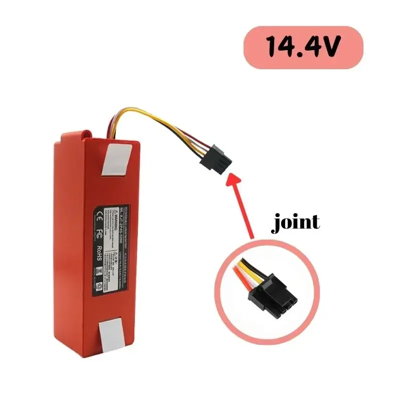 BRR-2P4S-5200S Robotic Vacuum Cleaner Replacement Battery 14.4V For Xiaomi Roborock S55 S60 S65 S50 S51 S5 1S 1ST MAX S6 Parts