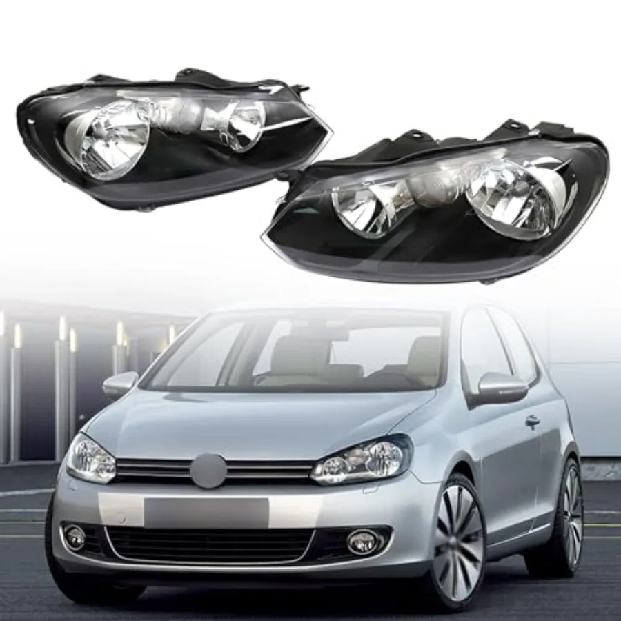 

Headlight Assembly Replacement for 2010-2014 Golf/Jetta Sportwagen MK6 Left and Right Side 5K0941005C 5K0941006C Black LED Brig