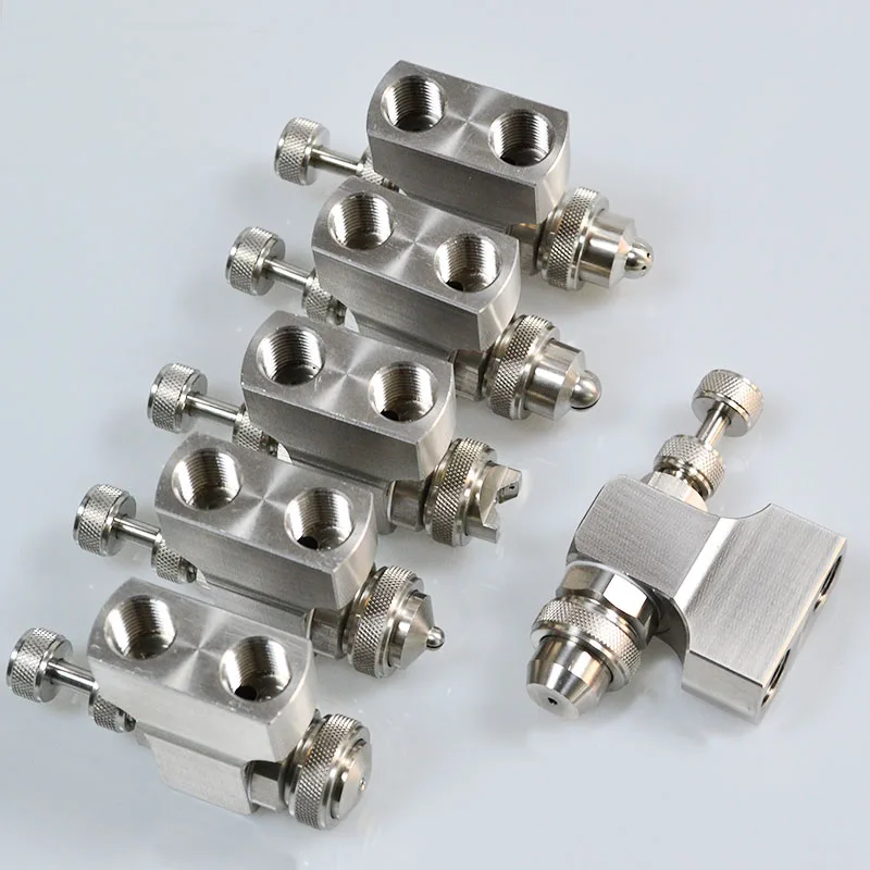 

1/8" Stainless Steel Air atomizing spray nozzle, Top double type gas and liquid fogging mist nozzle, industrial coating textile