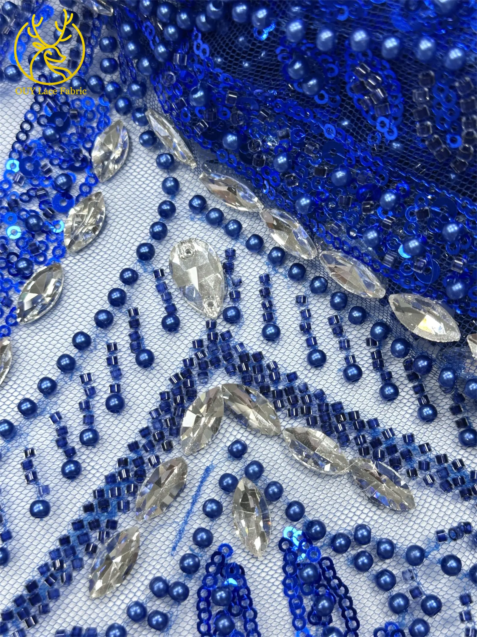 2026 Neues Design Afrikanischer Perlen-Diamant-Spitzenstoff Französischer Nigerianischer Pailletten-Tüll für Damen Partykleid Dekoration Nähen – Detail 29
