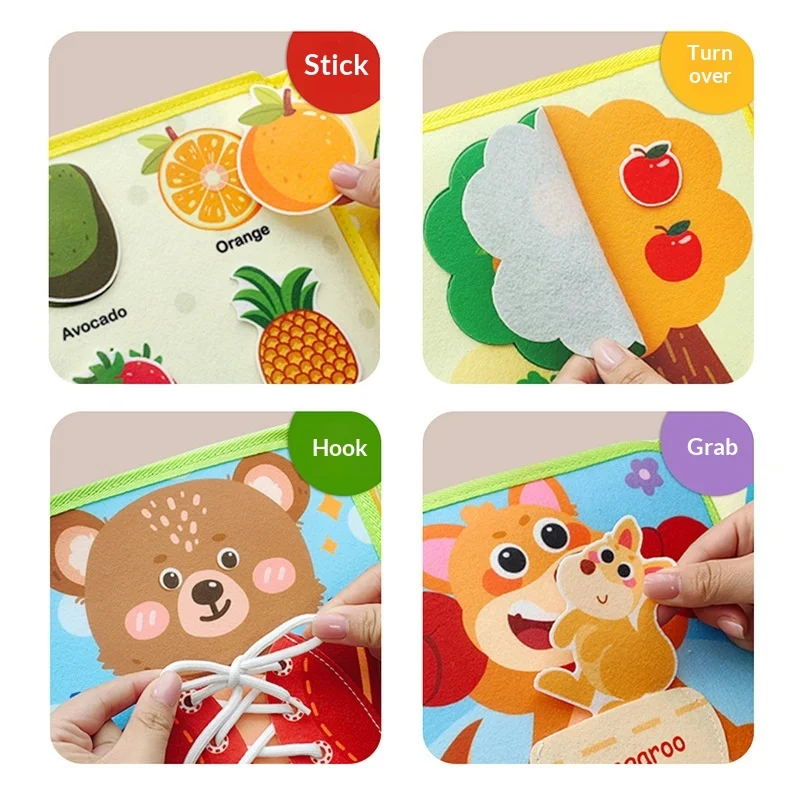 Baby Tear And Stick   Fabric Quiet Book Biteable Early Educational Sensory Toy For 6 Months To 3 Years Old Infants Toddlers