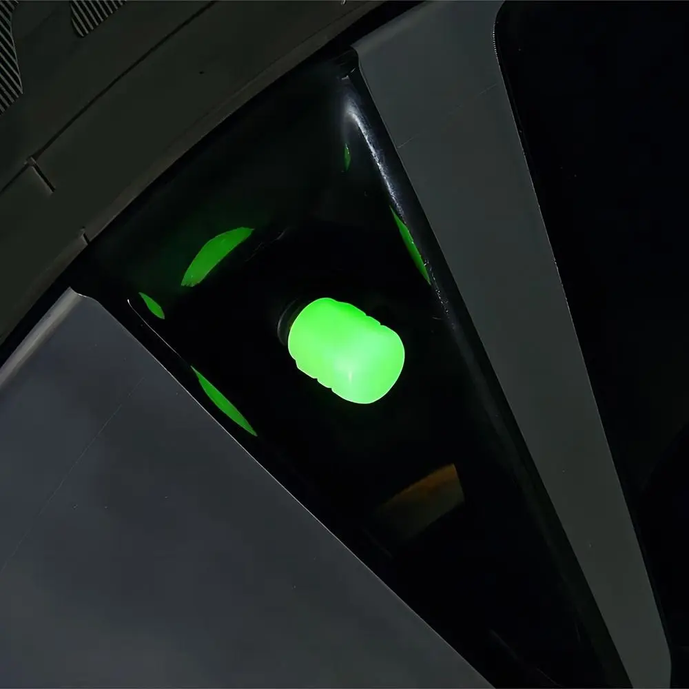 8Pcs Night Glowing Glowing Tire Valve Caps Super Bright Dustproof Tyre Valve Stem Cover Glow-in-the-dark Self-luminous view 2