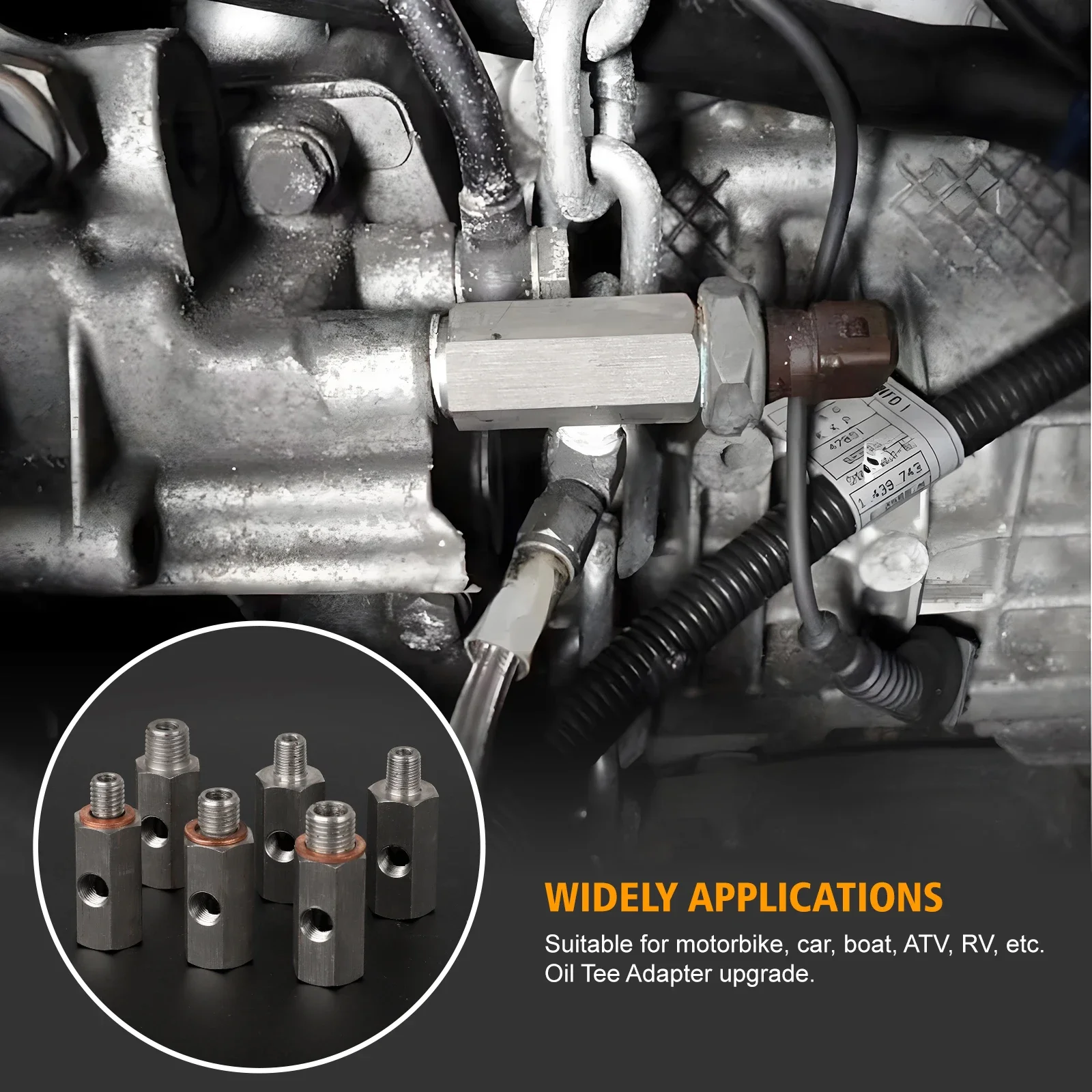 1/8 NPT Tee Adapter 304 Stainless Steel for Oil Pressure Sensor Turbo Feed Installation M12 M10 M14