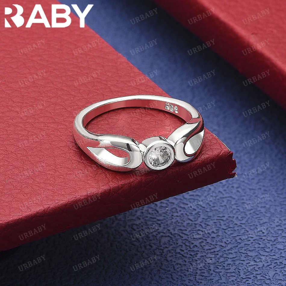 

URBABY 925 Sterling Silver Size 7-10 Minimalist Ring Fashion Jewelry Charm Grace Wedding Engagement Accessories
