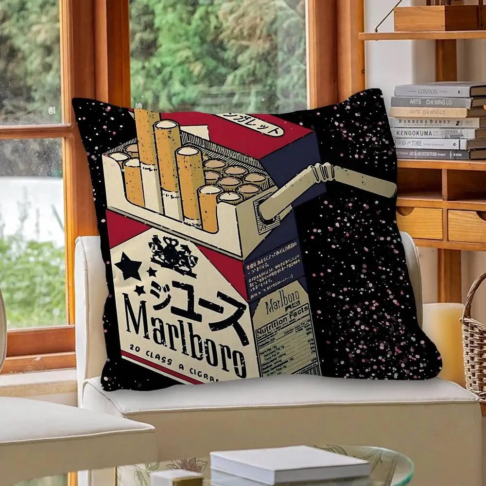 Retro M-MarlboroS-S Pillow Covers Cartoon Sofa Decorative Home Double-sided Printing Short Plush Cute Cushion Cover
