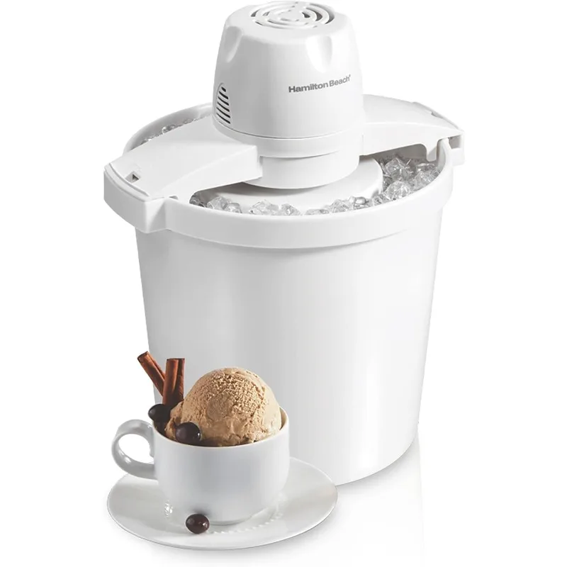 Hamilton Beach Electric Automatic Ice Cream Maker & Frozen Yogurt Machine, Makes Custard, Sorbet, Gelato and Sherbet, 4 Quart,