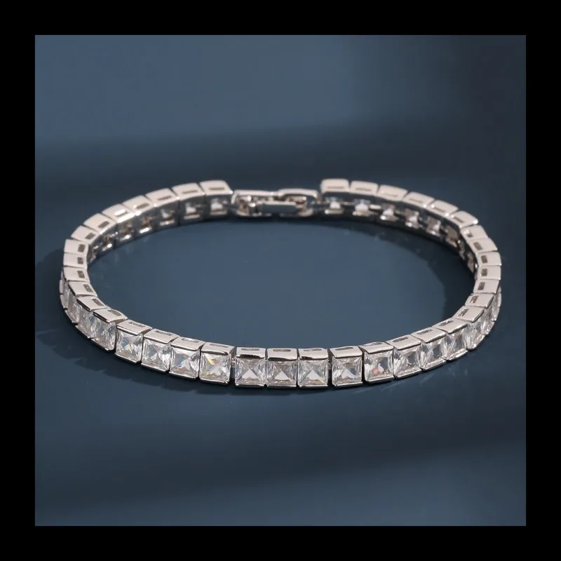 

S925 Sterling Silver Single Row Zircon Hip Hop Internet Celebrity Full Zircon Bracelet Bracelet Jewelry