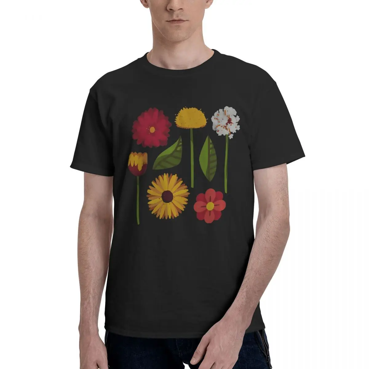 Colorful Floral Garden Print Funny Motion High quality Champion Top tee Leisure USA Size