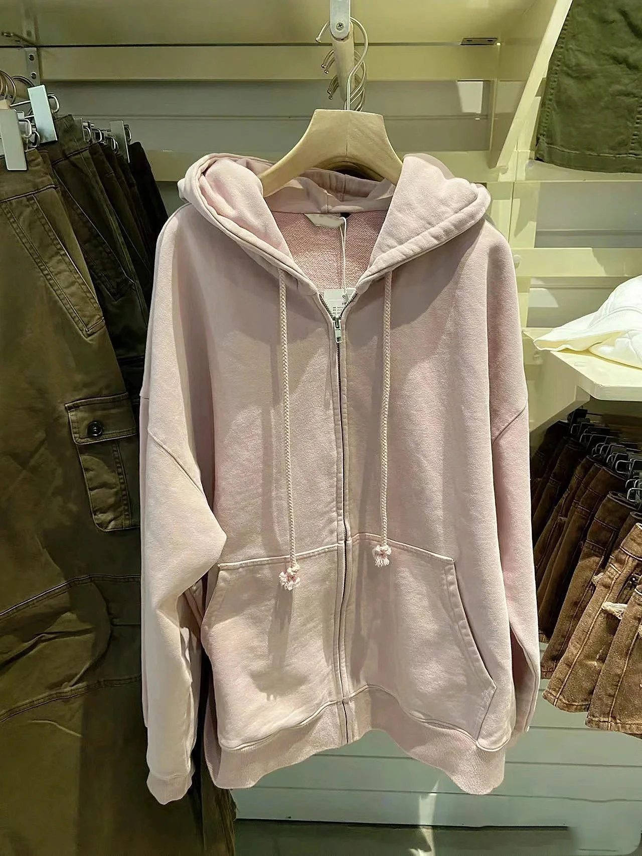 

Однотонные толстовки-кардиганы большого размера, женские свободные толстовки на молнии с длинными рукавами и карманами, осенняя винтажная куртка в консервативном стиле, верхняя одежда