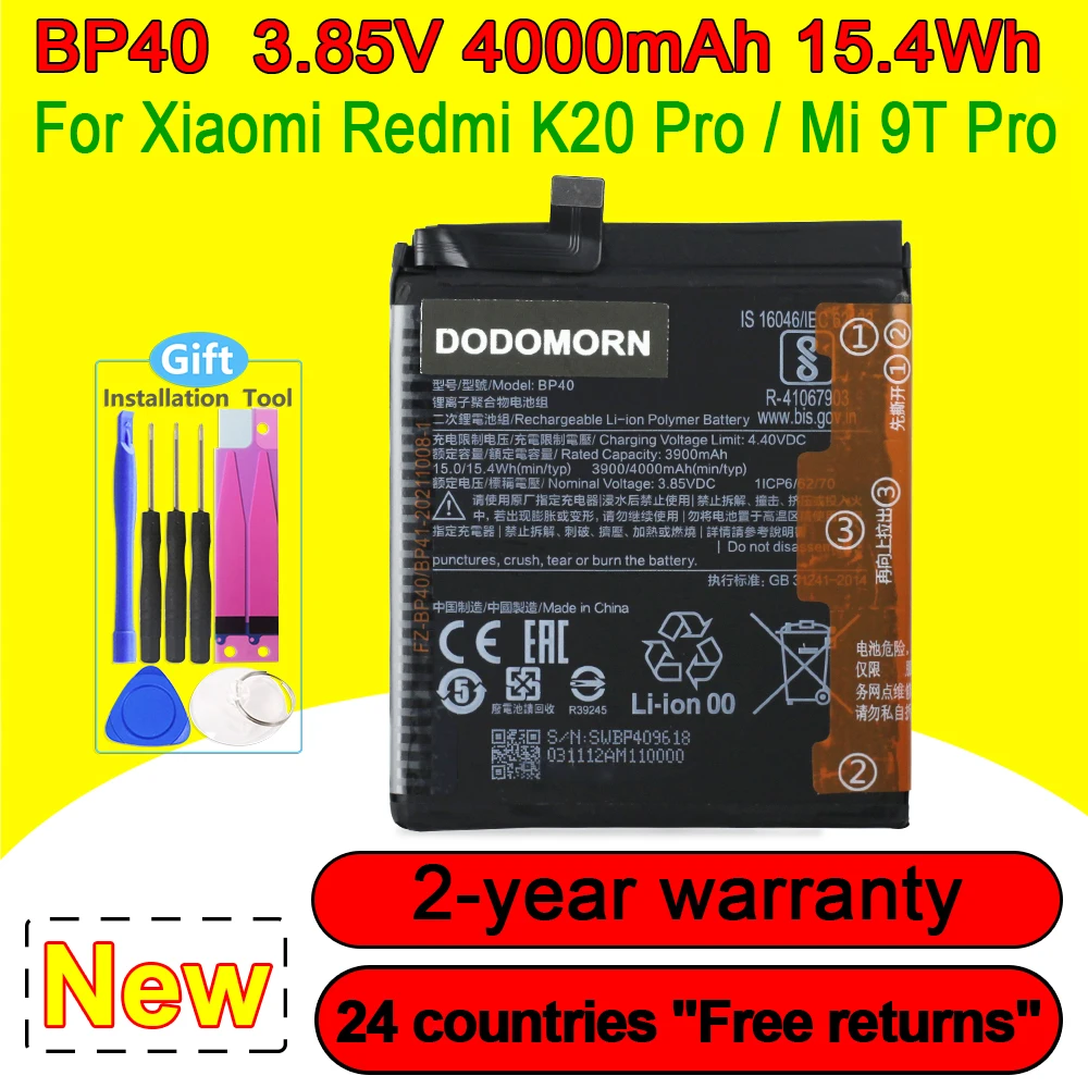 

BP40 New 3900mAh Battery For Xiaomi K20/Redmi Mi9T Mi 9T Pro Smartphone/Smart Mobile Phone In Stock With Free Tools