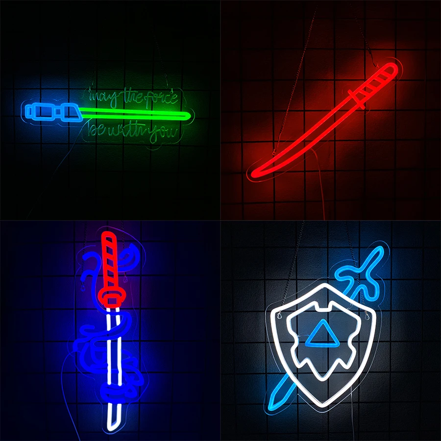 Animation Led Neon Sign, Sword Personality Icon Usb Powered, Suitable For Bedroom Game Room Boys Room Club Party Art Decor.