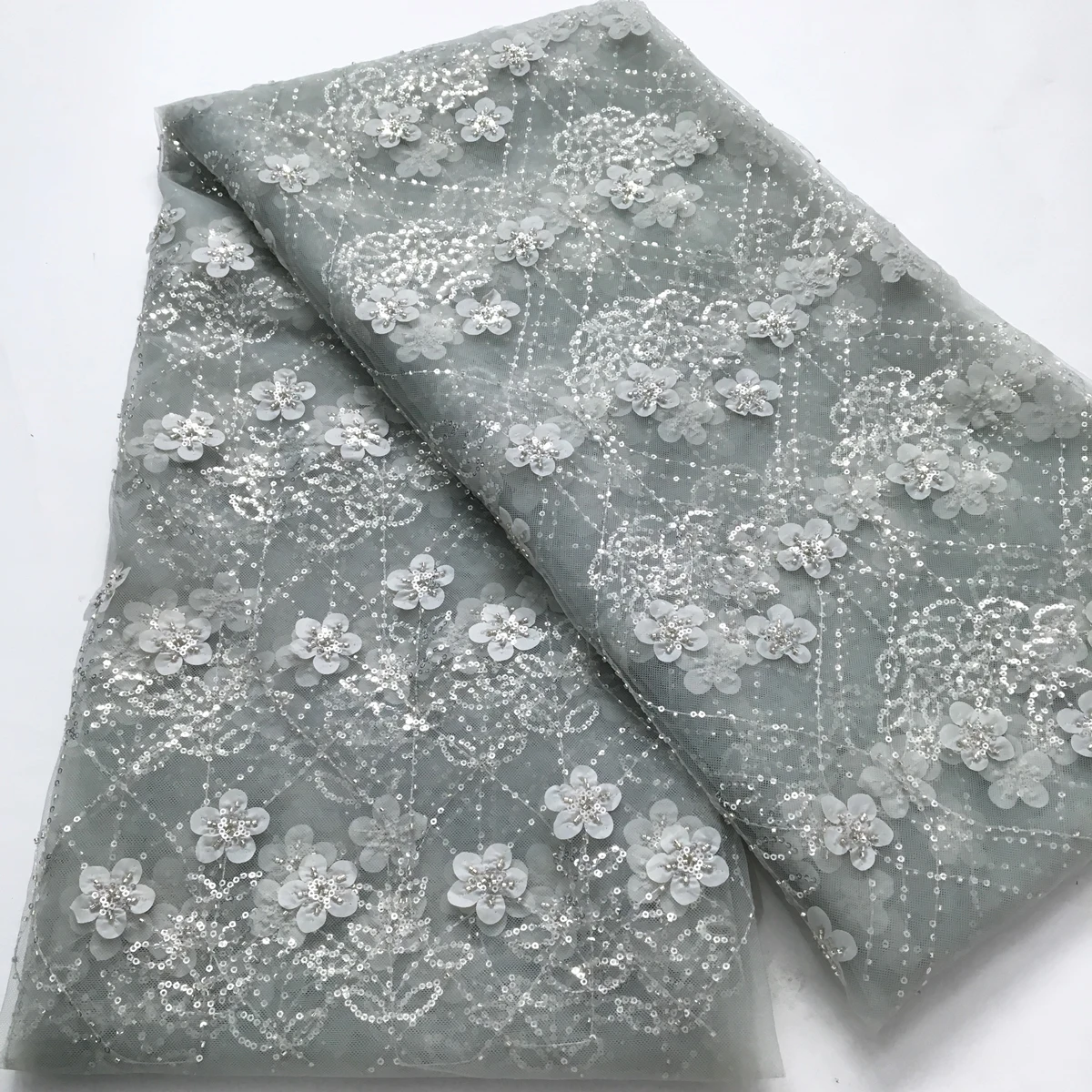 

Французская сетчатая кружевная ткань с блестками 2024, высококачественные африканские тюлевые бусины, кружевная ткань для женщин, свадебные платья, шитье A4003