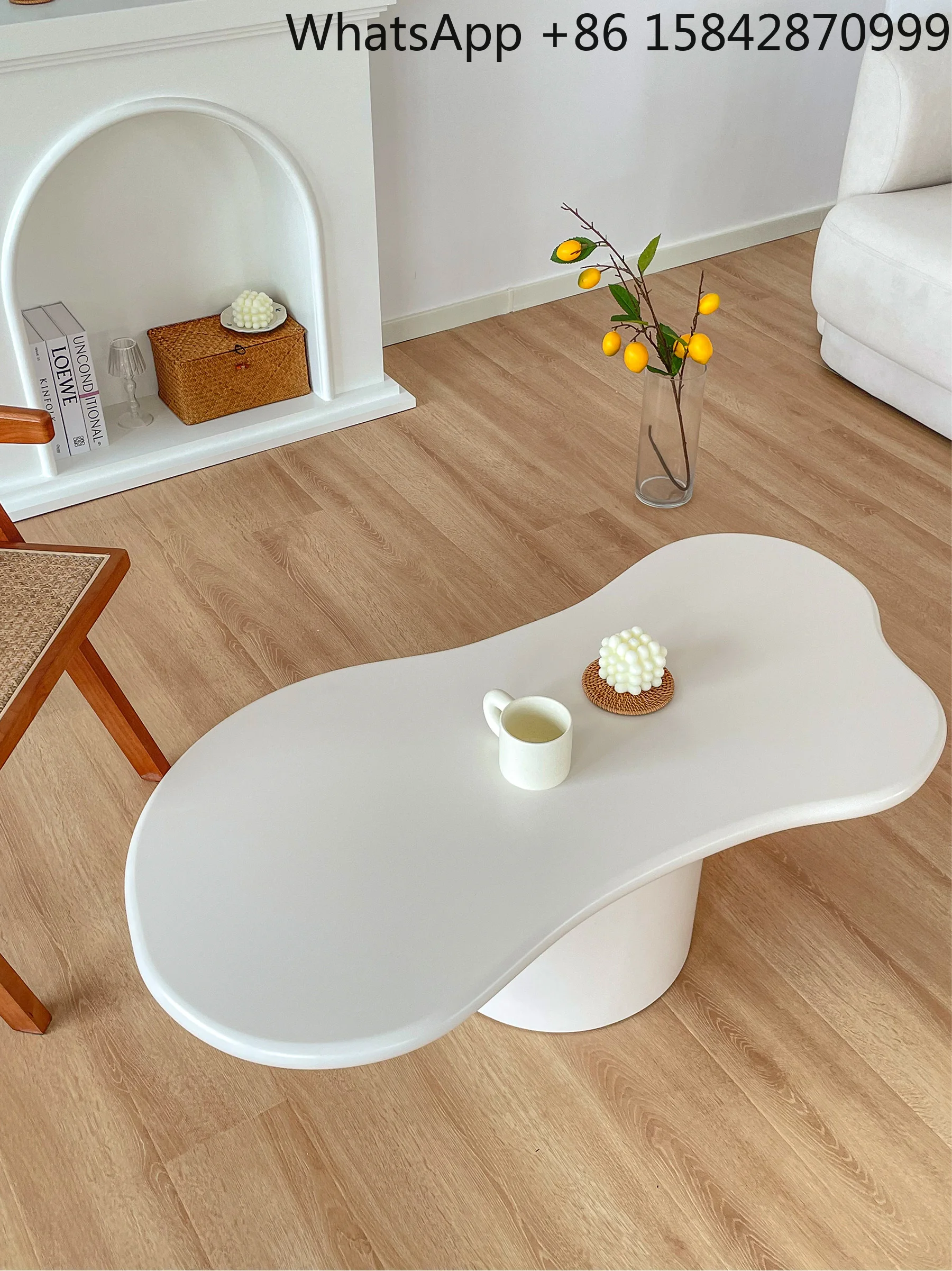 

Wabi Sand Wind Side Irregular Milk White Wooden Living Room Table