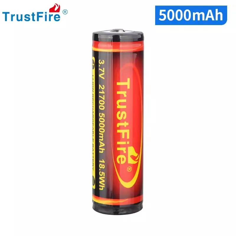 2ps/lot TrustFire 21700 Battery 3.7V 5000mAh Li-ion Rechargeable Battery with Protected PCB for Flashlight /Toy/Electrical Tools