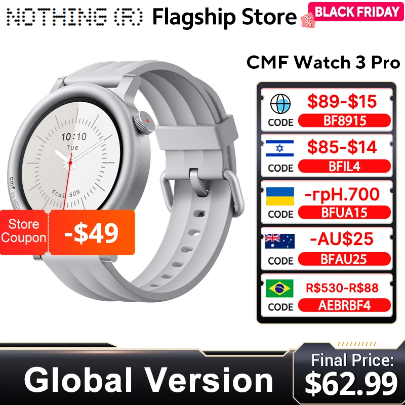Nothing CMF Watch 3 Pro Global Version 1.43"AMOLED Dual-Band GPS Bluetooth Call smartwatch 131 Sports modes Blood Oxygen Monitor