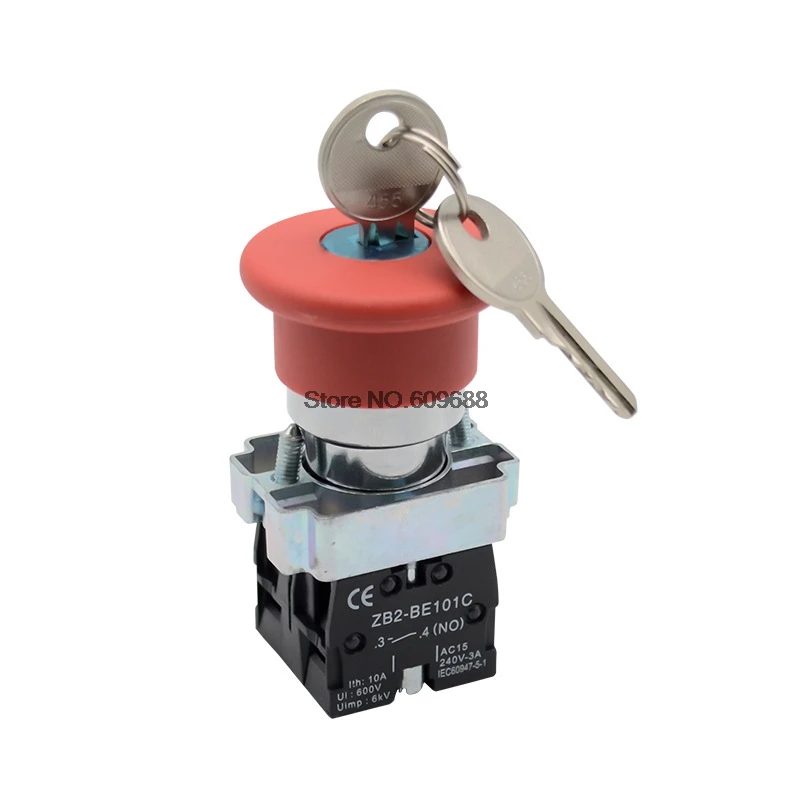 Emergency Stop Metal Key Reset Push Button Switch XB2-BS142 XB2-BS145