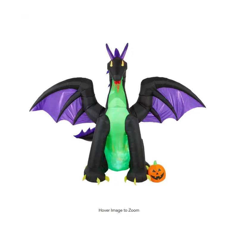 Dragón dominante inflable de Halloween de 8 pies con calabaza, decoración de patio de dragón de hielo para exteriores, juguetes para fiesta de Halloween