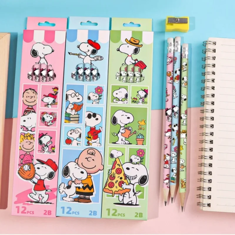 ***4pcs-12PCS Snoopy Cartoon 2B Pencil no box High-Quality Cartoon Appearance  - Student Writing Pencil Stationery Birthday Gift