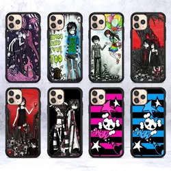 Love Black And Cute Emo Phone Case Silicone PC+TPU For For IPhone 11 12 13 14 15 16 Plus Pro Max Cover