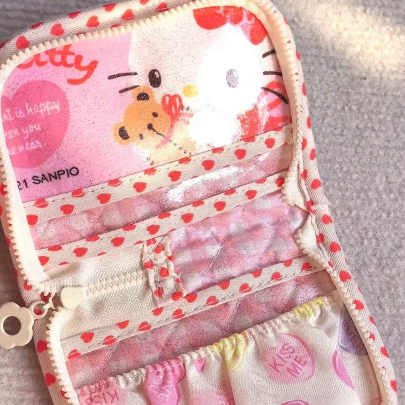 Retro Sanrio Anime Hello Kitty Love Sands Zero Wallet Pvc Card Bag Cartoon Mini Storage Bag Fresh Small Bags regali per ragazze