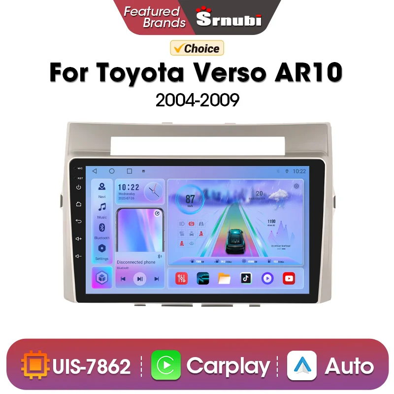 

Srnubi Android12 for Toyota Corolla Verso AR10 2004 2005 2006 2007 2008 2009 Car Radio Multimedia Player 2 Din Carplay Head Unit