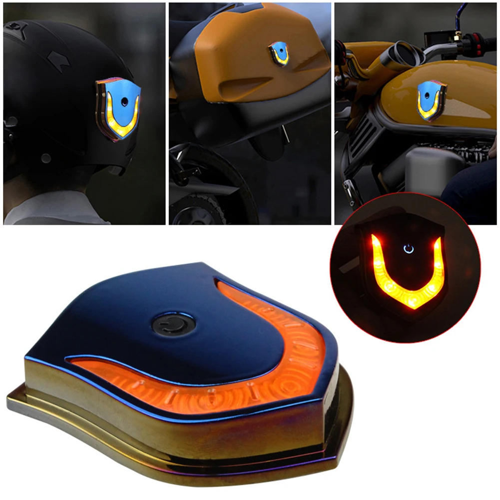 LED Motorcycle Helmet Light USB Rechargeable Cordless Riding Light Safety Signal Warning Lamp For Night Riding Accessories