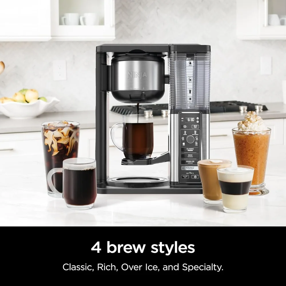 Specialty Coffee Maker, Hot & Iced Coffee, 6 Brew Styles, 8 Sizes, Small Cup to Travel Mug, 10-Cup Carafe, Fold-Away Frother