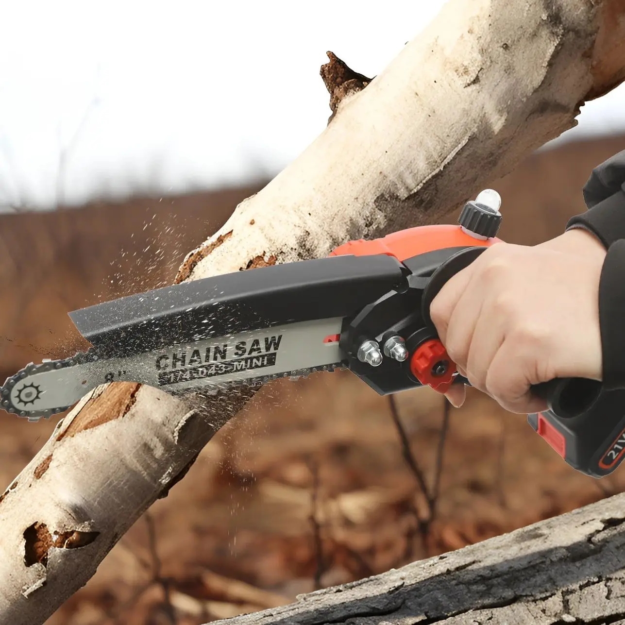 

Мини-цепная пила 800 Вт, 8 дюймов, электрическая, на батарейках, с бесщеточным двигателем 2750 об/мин для резки древесины