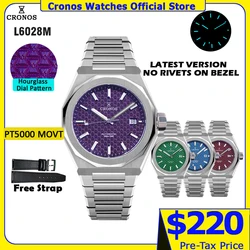 Cronos Luxury Men Watch 39mm Automatic PT5000 SW200 Wristwatches Sapphire 10ATM See-through Back L6028M