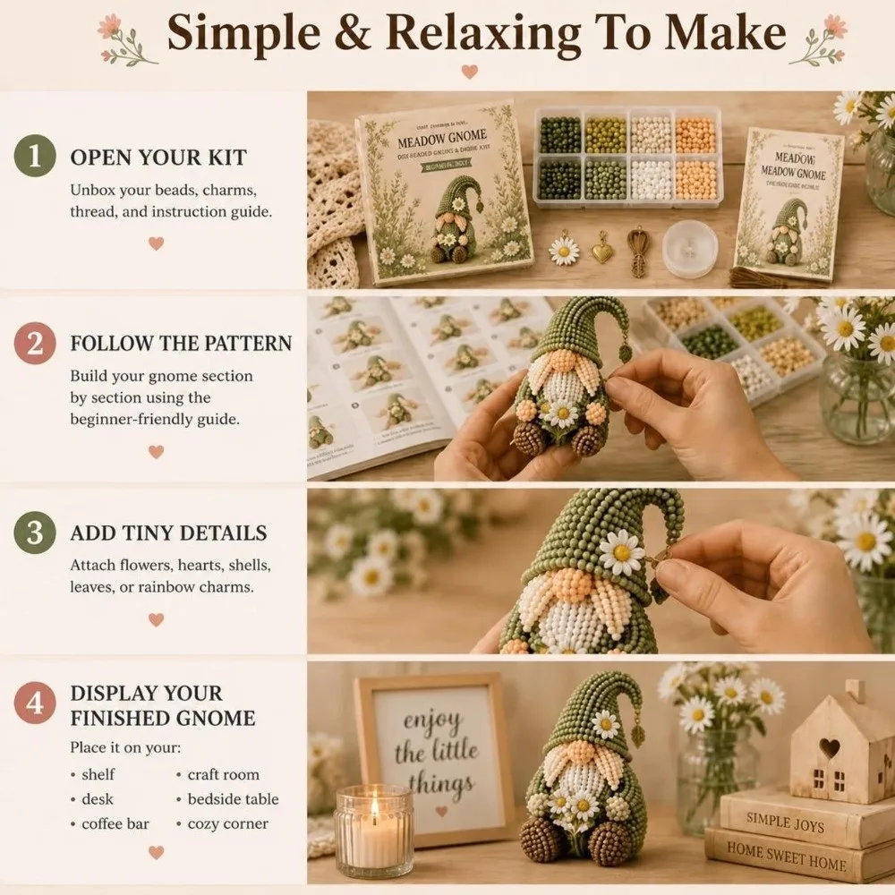 3D Dwarf Figurine Bead DIY Kit with A Pendant and Instruction Beginner-friendly Cozy Gnome DIY Bead Kit Handmade