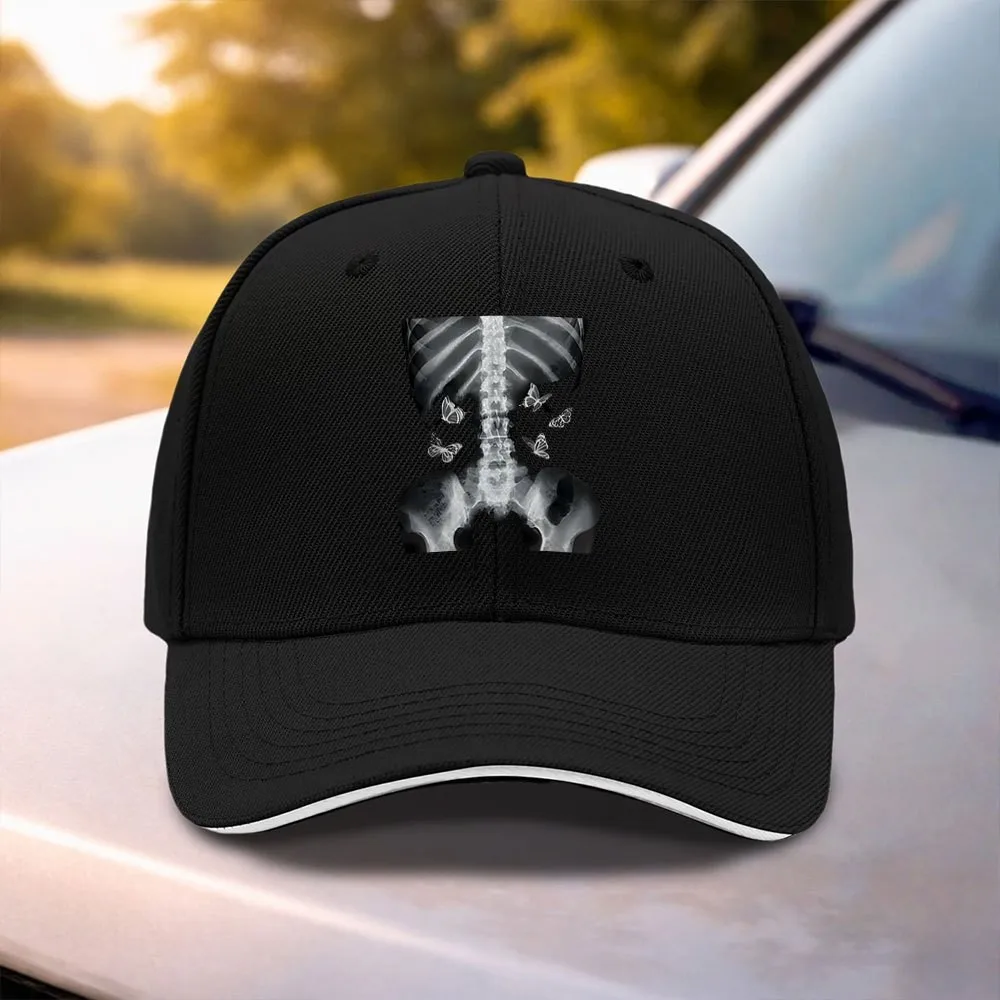 Skeleton Butterfly Print Baseball Cap Unisex Adjustable for Outdoor Sports Casual Wear