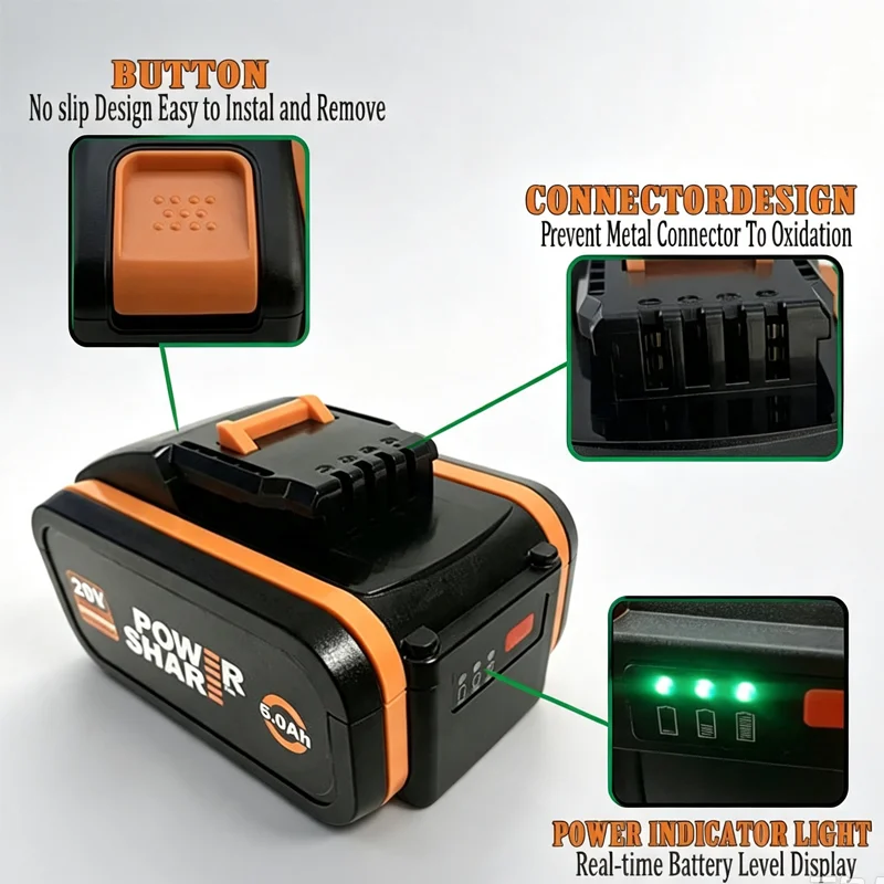 20V Replacement Battery for WO - Gardening Tools Battery Powered recension och pris