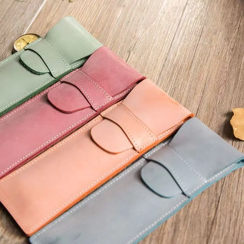 Étui de protection vintage en cuir PU résistant à l'usure avec rabat givré, grande capacité, pour double stylo-plume, idéal pour bibliothèque et bureau