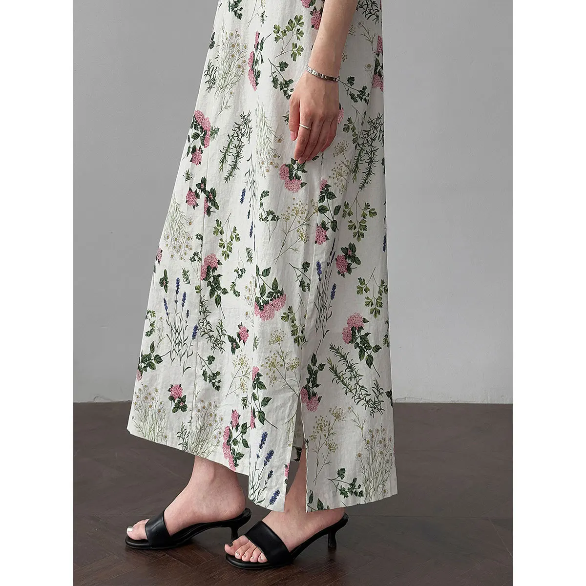 Gonna gilet floreale senza schienale dal design in stile francese, gonna lunga gilet temperamento stile vacanza nuovo stile estivo