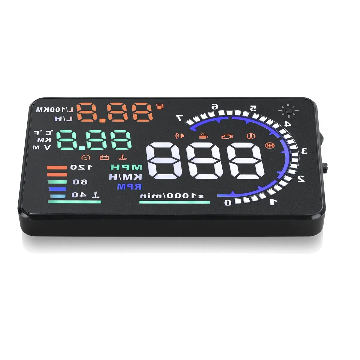 OBD2 Car HUD A8 Head Up Display Light LED Tachometer Speed Engine Temperature Fuel Consumption Alarm Panel Multifunction Display