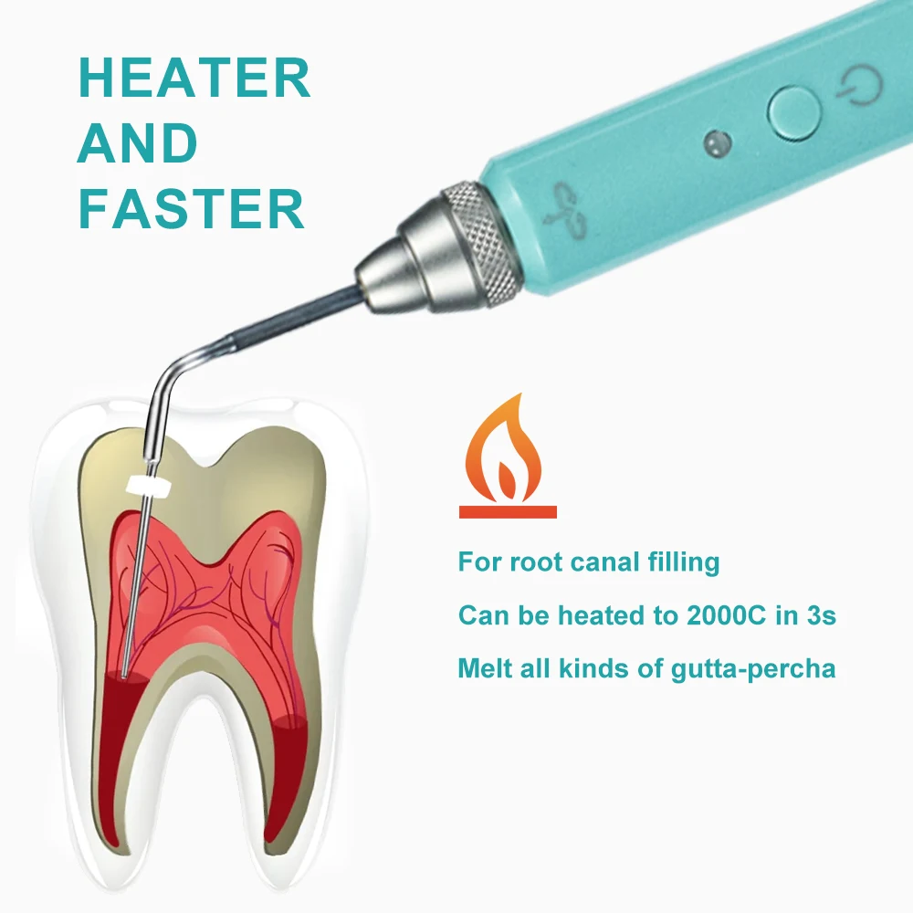 CYE027 Dental Gutta Percha Obturation System Endodontics Root Tool Endo Gutta Dental Heating Pen With 2 Tips