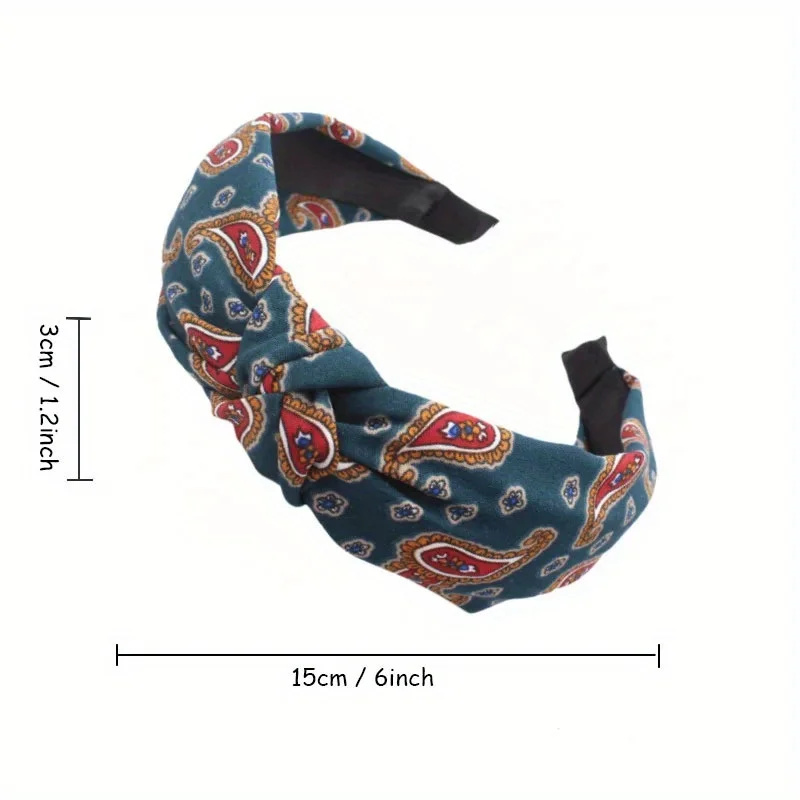 Bohemia Wide Paisley Print Top Knot Hair Band Headbands Retro Korean Famale Hair Hoops for Women Girls Non Slip Hair Accessories