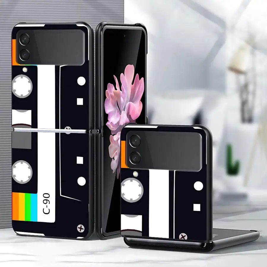 Phone Cover Case for Samsung Galaxy Z Flip 8 Z Flip 7 6 5 4 3 Flip4 Flip5 Flip6 Flip7 FE Flip3 Rainbow Striped Cassette Tape