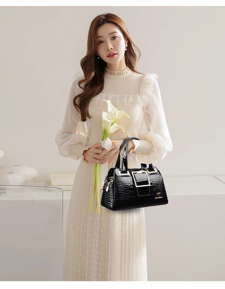 Luxury Genuine Leather Women\'s bag 2022 trend Female Handbags Mother Bag Shoulder Messenger Bag Fashion Portable Boston Bags