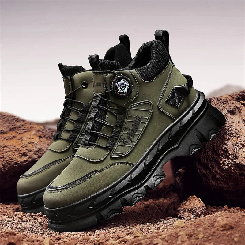 

Зеленые мужские мотоциклетные ботинки, уличная обувь с высоким берцем, мужские ботинки на платформе, кожаные ботильоны с ручкой для мужчин botas de hombre