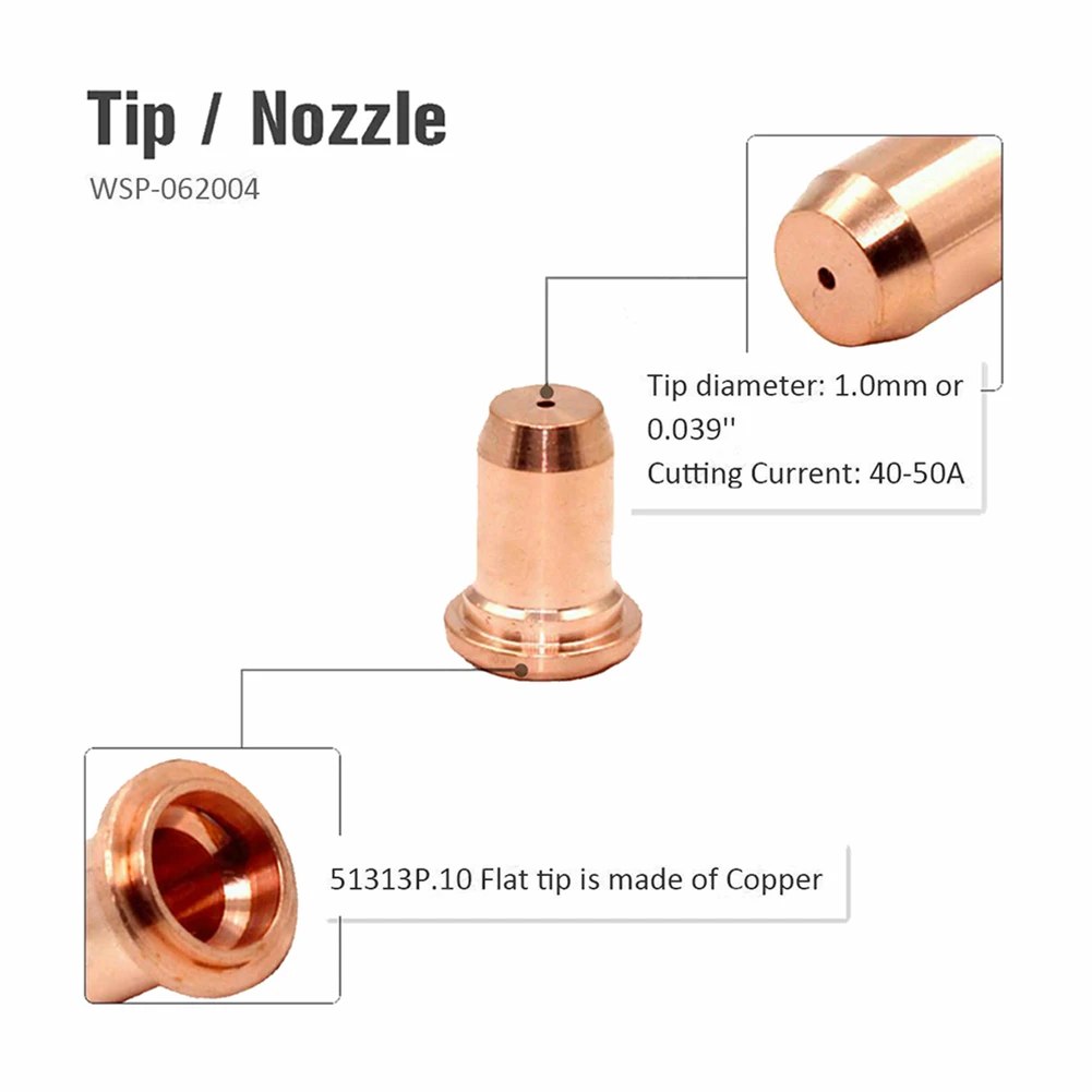 Plasma Nozzle Tips PT-60 Electrode Tips For Industrial Use 20pcs Package Electrode No.: 52582 High Reliability