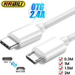 NNBILI USB Type C to Micro 5V/2.4A Fast Charging 480Mbps Data Transfer OTG Adapter Cable For Samsung Xiaomi Huawei Macbook Pro