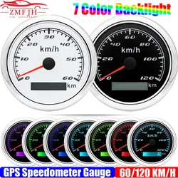7 Color Light 60/120KMH 85MM GPS Speedometer Gauge Boat Car Truck Speed Gauge Meter with GPS Antenna Waterproof 9-32V Custom