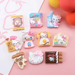 10PCS Resin cartoon food kitten Flat back Stone Figurines Scrapbook DIY Bow Decor Accessories Crafts