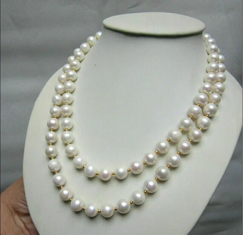 

New AAA 9-10MM NATURAL SOUTH SEA WHITE GENUINE PEARL NECKLACE 35"