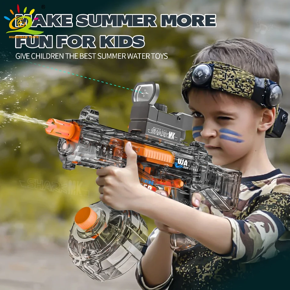 HUIQIBAO UMP45 전기 물총 슈팅 게임 게임 여름 야외 해변 수영장 싸움 어린이를위한 판타지 장난감 소년 선물