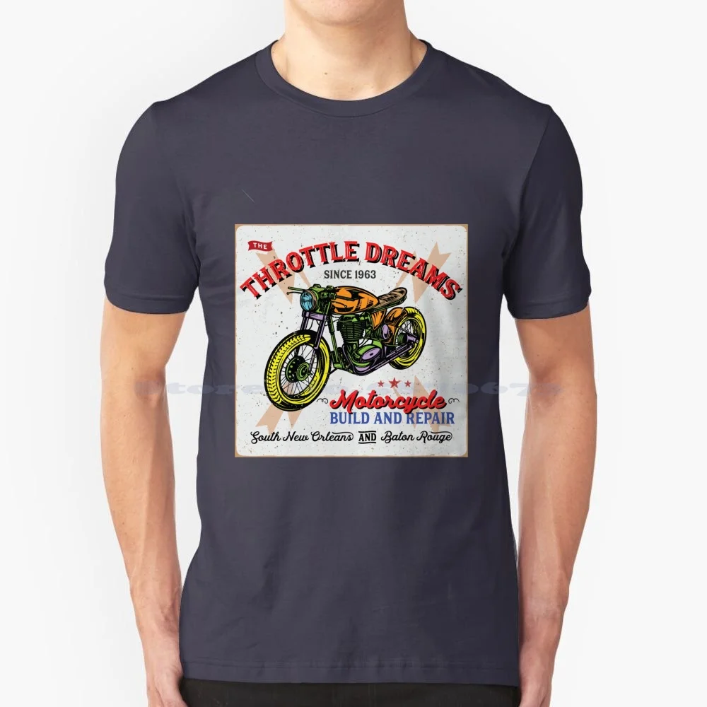 Throttle Dreams T Shirt 100% Cotton Tee Car Truck Bike Motorcycle Auto Vintage Old School Ram Chrysler Kombi Bug Beetle Indian