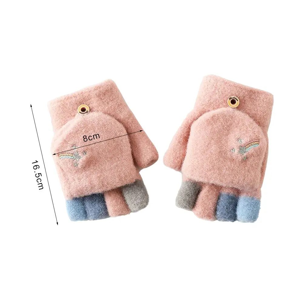 Autumn Winter Gloves Cute Knitted Flip Fingerless Gloves Touch Screen Half Finger Warm Gloves